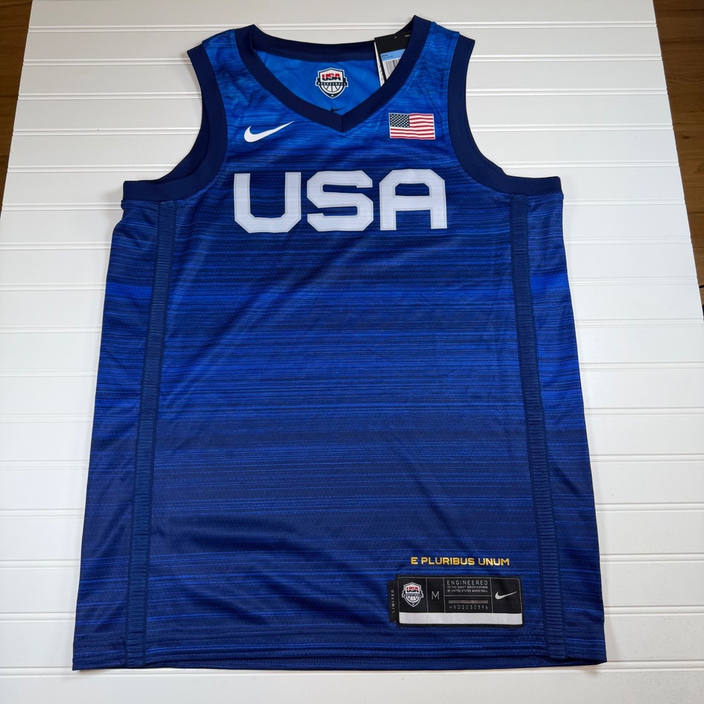 Nike USA Basketball Limited Jersey Mens Medium Blue Dri-FIT CQ0145-451 New Tokyo